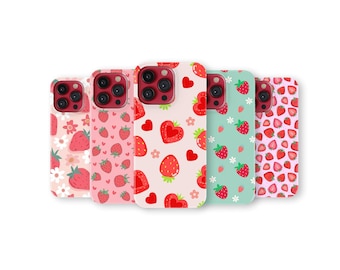 Strawberry Phone Case Cute Fruit Phone Cover for iPhone 17 Pro Max 16 15 14 13 12 11 X 8 7 6 Plus Samsung S25 Ultra S24 S23 S22 S21 S20 FE