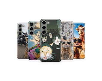 Funny Cat Meme Phone Case Cool Cat Phone Cover for Samsung S25 Ultra S24 S23 S22 S21 S20 FE S10 S9 S8 S7 A56 A36 A26 A17 A16 A06 A05s