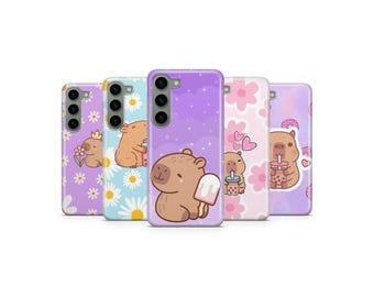 Capybara Phone Case Cute Kawaii Animal Aesthetic Phone Cover for Samsung S25 Ultra S24 S23 S22 S21 S20 FE S10 S9 S8 S7 A56 A36 A26 A17 A16