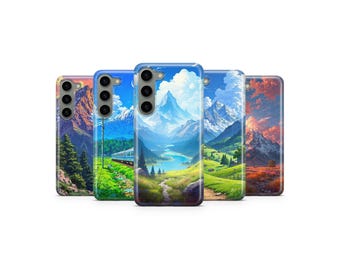 Bergslandskap Mobilskal Natur Fodral för Samsung S25 Ultra S24 S23 S22 S21 S20 FE S10 S9 S8 S7 A56 A36 A26 A17 A16 A06 A05s