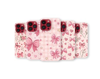 Rosa Schleife Handytasche Niedliche Girly Handyhülle für iPhone 17 Pro Max 16 15 14 13 12 11 X 8 7 6 Plus Samsung S25 Ultra S24 S23