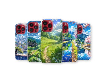 Anime Landschap Telefoon Case Scenic Japan Platteland Telefoon Cover voor iPhone 17 Pro Max 16 15 14 13 12 11X8 7 Plus Samsung S25 Ultra S24 FE