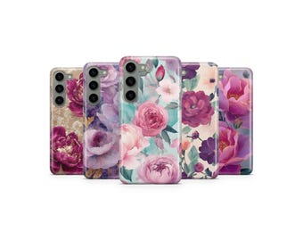 Peony Phone Case Pink Purple Flower Cover for Samsung S25 Ultra S24 S23 S22 S21 S20 FE S10 S9 S8 S7 A56 A36 A26 A17 A16 A06 A05s