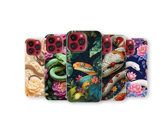 Snake Phone Case Floral Serpent Cover for iPhone 17 Pro Max 16 15 14 13 12 11 X 8 7 Plus Samsung S25 Ultra S24 S23 S22 S21 S20 FE A16 A56