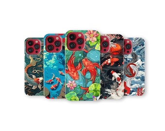 Koi Fish Japanese Phone Case Traditional Wave Phone Cover for iPhone 17 Pro Max 16 15 14 13 12 11 X 8 7 6 Plus Samsung S25 Ultra S24 S23 FE