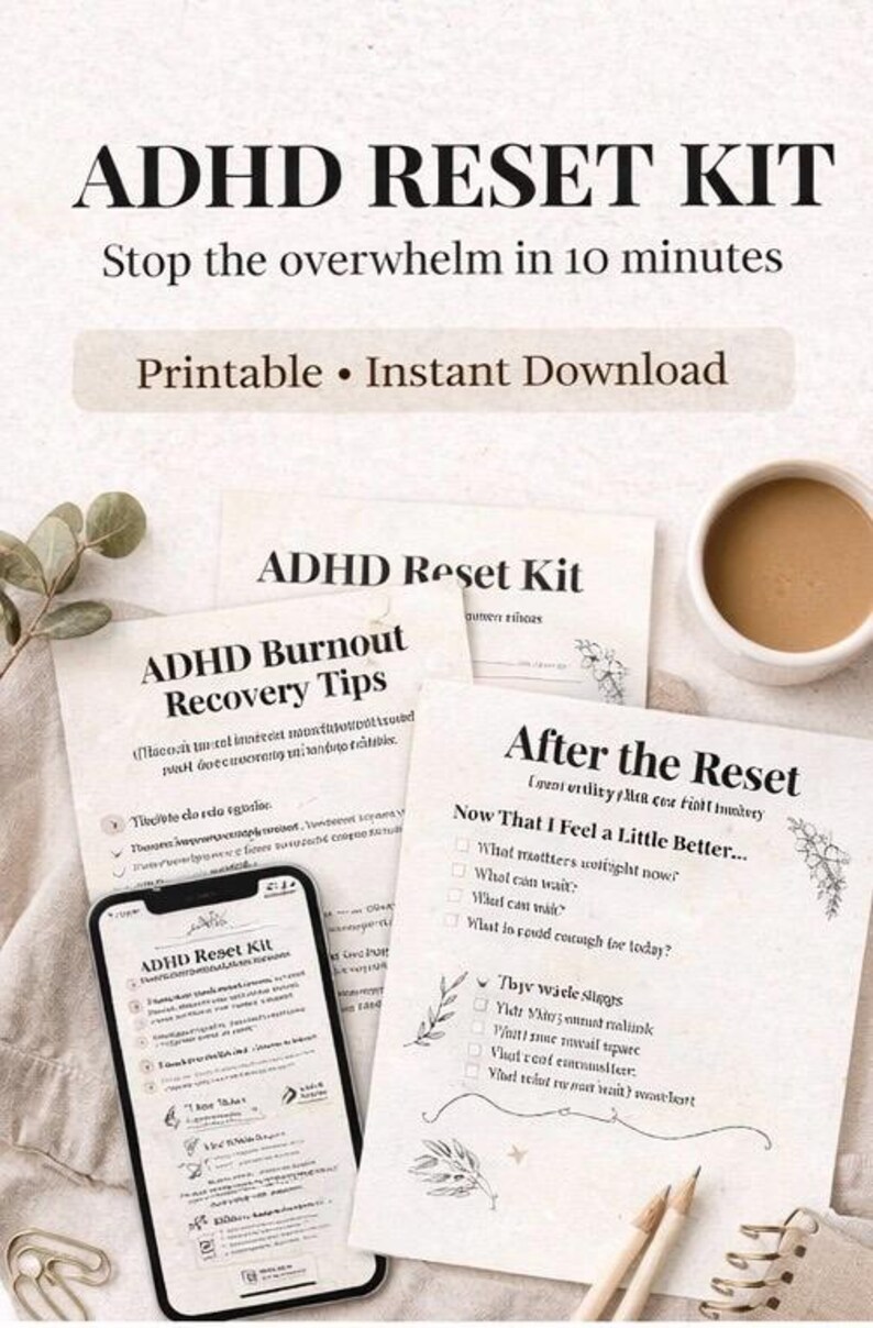 ADHD Reset Printable Kit | Burnout Recovery Planner | Mental Reset ...
