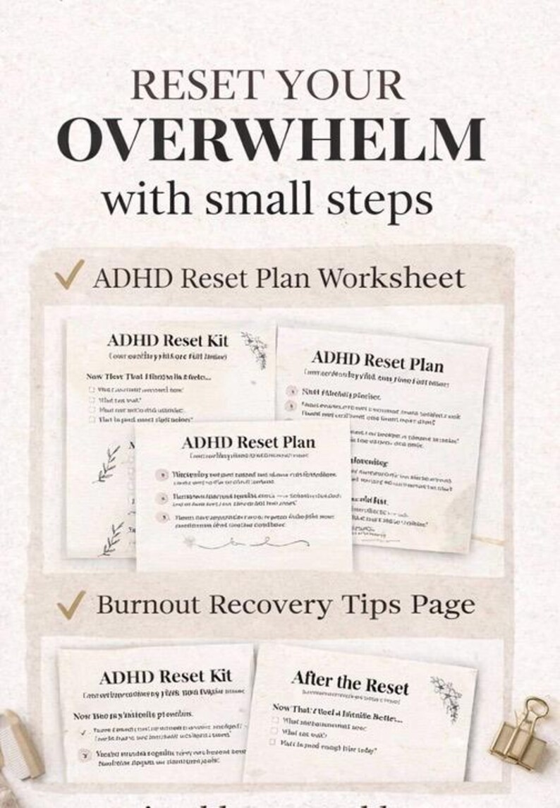 ADHD Reset Printable Kit | Burnout Recovery Planner | Mental Reset ...