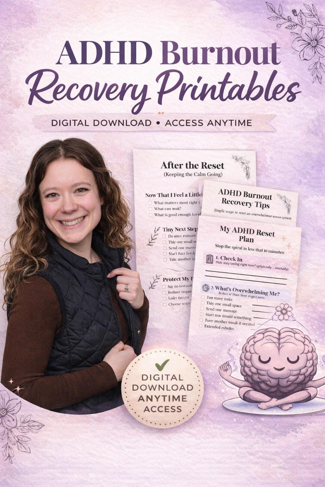 ADHD Burnout Recovery Kit | Mental Reset Planner, Anxiety Relief ...