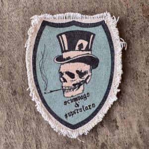Scumbags and Superstars skull canvas sew-on patch