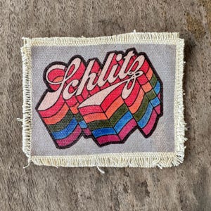 Schlitz 70s style cheap beer canvas sew-on patch