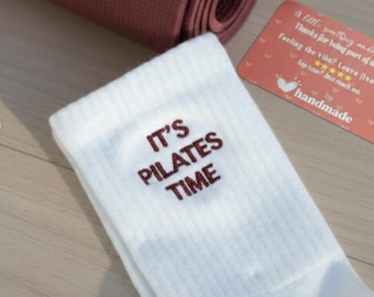 Calcetines personalizados para Pilates, Calcetines personalizados bordados para yoga y pilates con tu nombre, texto o logotipo, Calcetines personalizados para mujer, Regalos para fiestas