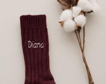 Calcetines de lana con nombre personalizado bordado, calcetines de lana personalizados para dama de honor, calcetines para enamorados, calcetines con nombre para regalar, calcetines navideños de lana personalizados.