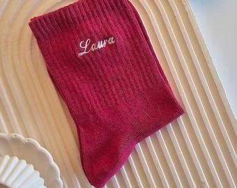 Calcetines personalizados con nombre bordado, calcetines con nombre para parejas, calcetines para eventos especiales, calcetines con nombre bordado, regalo de cumpleaños, Navidad