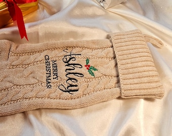 Medias navideñas bordadas de punto personalizadas para decoración navideña 2025, regalo de medias navideñas, medias navideñas, medias bordadas