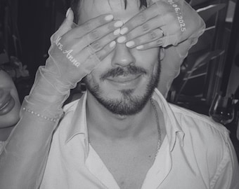 Guantes/Mangas de novia/boda, Guantes de boda personalizados, Accesorio de novia, Guantes para la fecha de la boda, Guantes de novia bordados personalizados, Regalo de boda