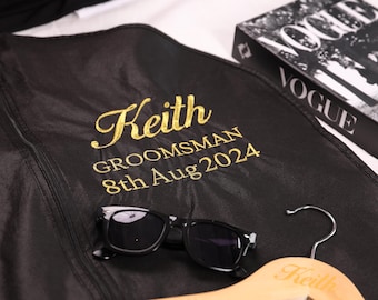 Funda personalizada para traje de novio/padrino, regalo para novio, estuche con nombre personalizado, regalo de boda