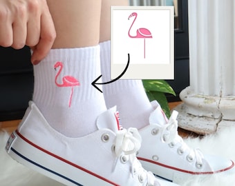 Calcetines bordados con logo, calcetines personalizados con tu nombre, texto o logo, calcetines para mamá y papá, calcetines bordados con logo de marca, regalos para damas de honor