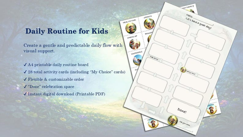 Daily Routine Chart for Kids | Visual Schedule Printable | Editable ...