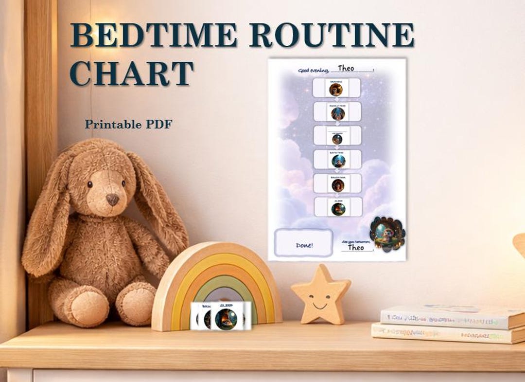 Bedtime Routine Chart for Kids Printable | Visual Bedtime Routine ...