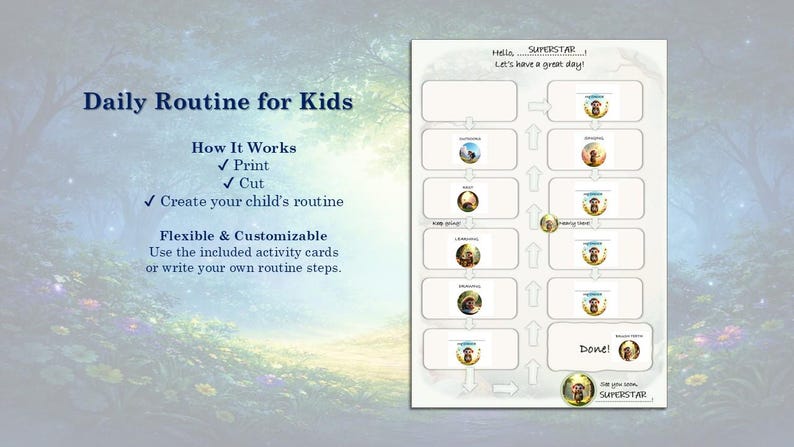 Daily Routine Chart for Kids | Visual Schedule Printable | Editable ...