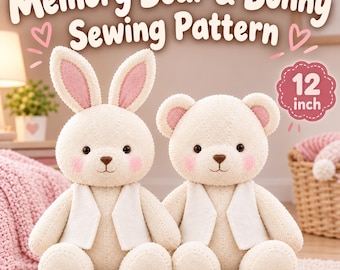 Memory Bear Sewing Pattern PDF, Patchwork Teddy Bear, Keepsake Stuffed Animal