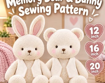 Memory Bear Sewing Pattern PDF, Patchwork Teddy Bear, Keepsake Stuffed Animal (2 Sizes)