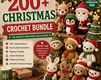 Pacote com mais de 200 padrões de crochê natalinos, amigurumi de Natal, decorações (download em PDF)