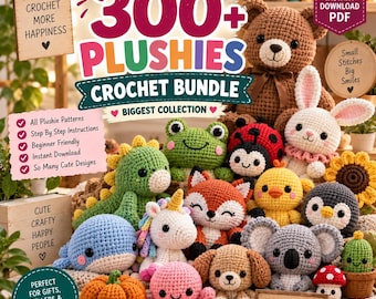 Pacote com mais de 300 padrões de crochê para bichinhos de pelúcia Amigurumi | Download digital instantâneo