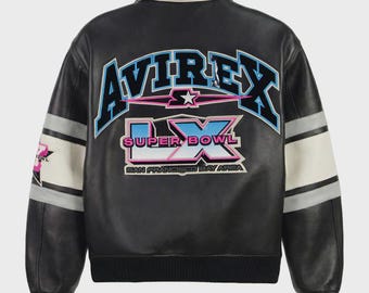 Avirex x Starter Super Bowl LX Lederjacke NFL Varsity Bomberjacke