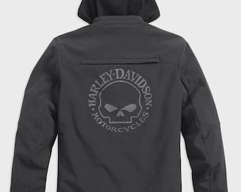 Reflecterend bikerjack in Harley-stijl met capuchon | Softshell-jas voor heren