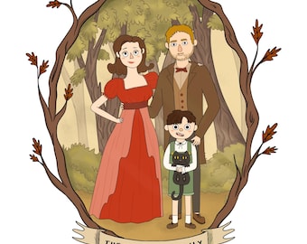 Benutzerdefiniertes otgw Portrait, personalisierte Familie DIGITAL Illustration, Paar Feiertagskarte, Digitaldruck, Halloween, Herbst
