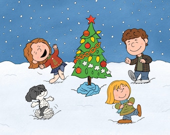 Benutzerdefinierte Weihnachts-Erdnussstil-Porträt, personalisierte Familie DIGITAL-Illustration, Haustierweihnachtskarte, Digitaldruck