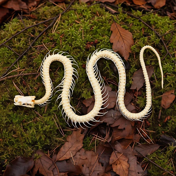 Ethically Sourced Whole Snake Skeleton: Skull, Spine & Coccyx