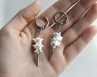 Real Snake Bone Hoop Earrings,Handmade Ethical Snake skeleton