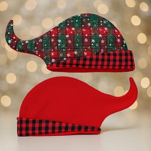 Christmas Plaid Elf Hat | Red Green Checkered Holiday Hat | Santa Helper Costume Hat | Funny Xmas Party Accessory