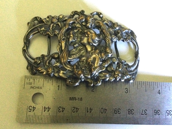 Art Nouveau Victorian women’s belt buckle, with w… - image 4