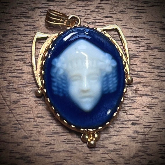 Oracle of Delphi flow blue Limoges pendant in sol… - image 7