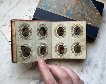 Victorian Gem Tintype photo album complete with 96 original images, complete and full from Maine estate