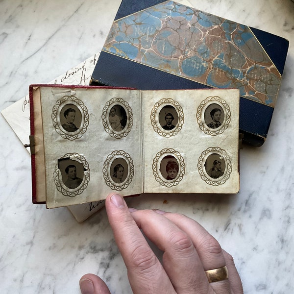 Victorian Gem Tintype photo album complete with 96 original images, complete and full from Maine estate