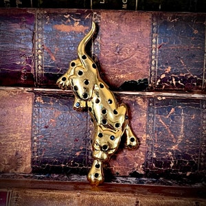 Broche Gerry Panthère Noire émail Strass - Ton Or, Bijou Fantaisie Neuf Sans Emballage