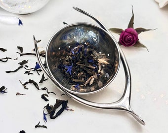 Rare Edwardian Wishbone tea strainer, sterling silver, by Herbst and Wassall, good luck, tea ritual, magical tea, looseleaf
