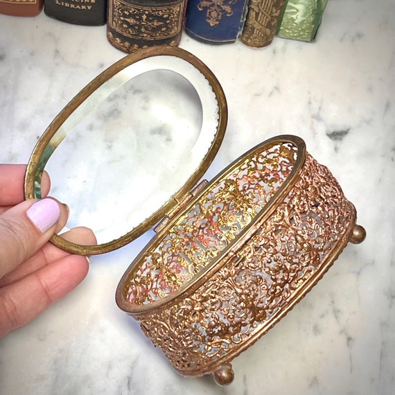 Antique Jewelry Casket - Glass and Gilt Ormolu Jewel Box - Jewelry