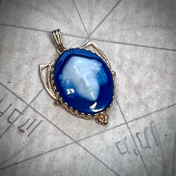 Oracle of Delphi flow blue Limoges pendant in sol… - image 2