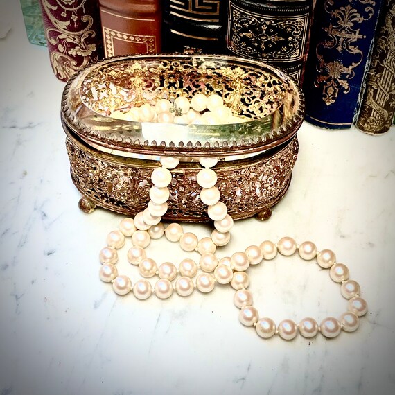Antique Jewelry Casket - Glass and Gilt Ormolu Jewel Box - Jewelry