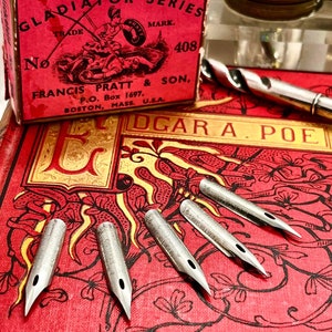 New old stock pen nibs lot of 5, Gladiator #408, nickleoid, dip pen, calligraphy, hand lettering, letter writing, dark academia