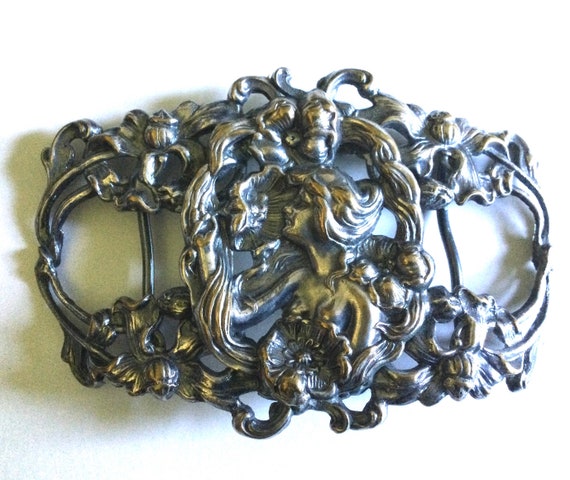 Art Nouveau Victorian women’s belt buckle, with w… - image 2
