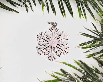 Vintage Sterling Silver Snowflake pendant or large charm, winter wonderland, frosty, Christmas stocking stuffer