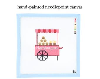 18 Mesh Hamburger Cart - Painted Needlepoint Canvas