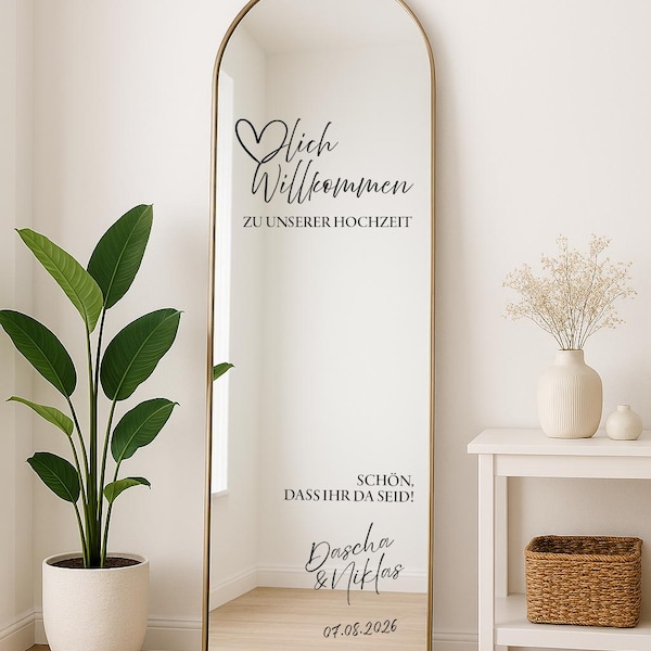 Personalized Wedding Welcome Sign | Custom Mirror Vinyl Sticker | Wedding Welcome Sign | Personalized Boho Mirror Vinyl Sticker