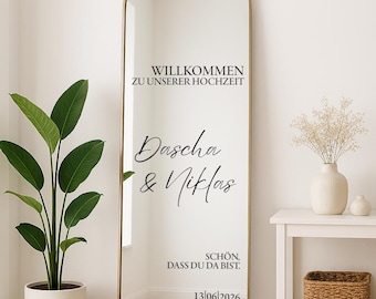 Personalized Wedding Welcome Sign | Custom Mirror Vinyl Sticker | Wedding Welcome Sign | Personalized Boho Mirror Vinyl Sticker